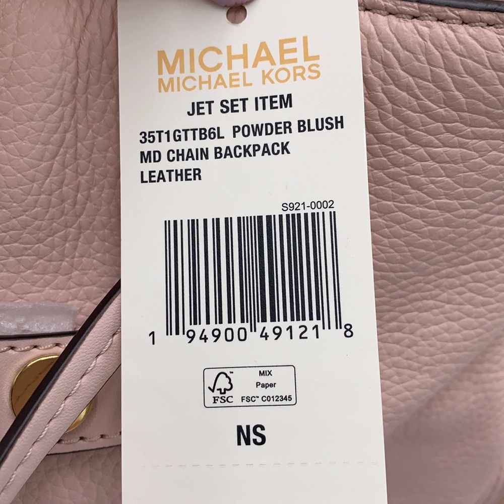 MICHAEL KORS 
Jet Set Medium Pebbled Leather Backpack POWDER BLUSH COLOR - Picture 16 of 16